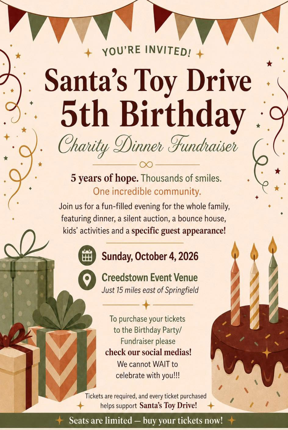 Santa's Toy Drive 5th Birthday Charity Dinner Fundraiser